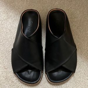 Ganni crossover slide sandals